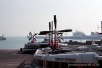 The SRN4 with Hoverspeed in Dover - The SRN4s lined up on the pad ready to go (submitted by Pat Lawrence).